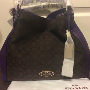 Coach Edie shoulder bag with purple leather trim